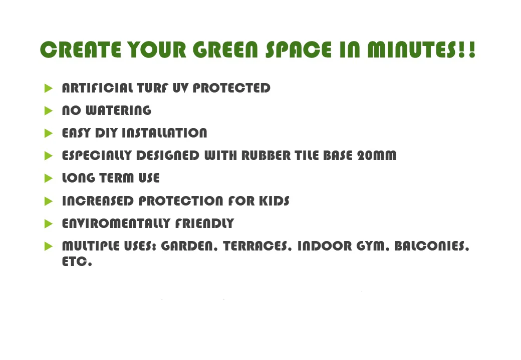 Artificial Grass topped rubber garden floor tiles 2nd edition (Deco) 15mm sbr+ 35mm artificial turf - Image 8