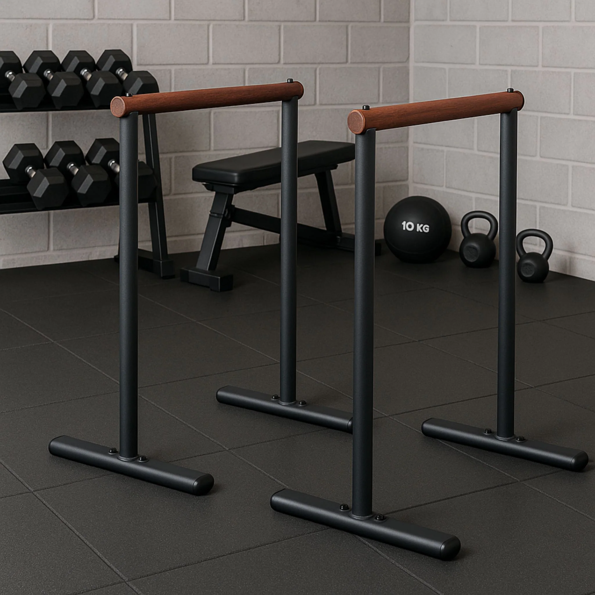 Cannons UK Dip Bars with Wooden Handles – Beech Wood & Steel – 72cm Wide - Image 5
