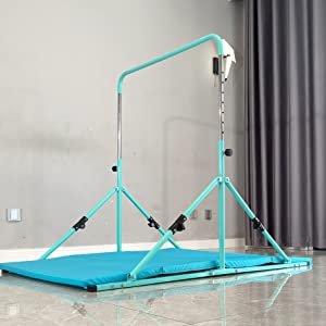 Mini Folding Junior Pro Adjustable. 84cm to 125cm Horizontal Bars plus free tumble mat. Pink, Green or Blue - Image 11
