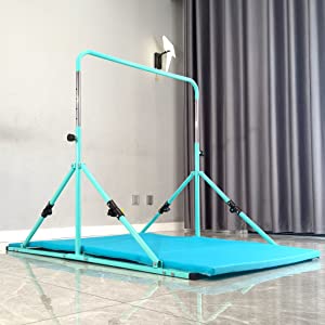Mini Folding Junior Pro Adjustable. 84cm to 125cm Horizontal Bars plus free tumble mat. Pink, Green or Blue - Image 12