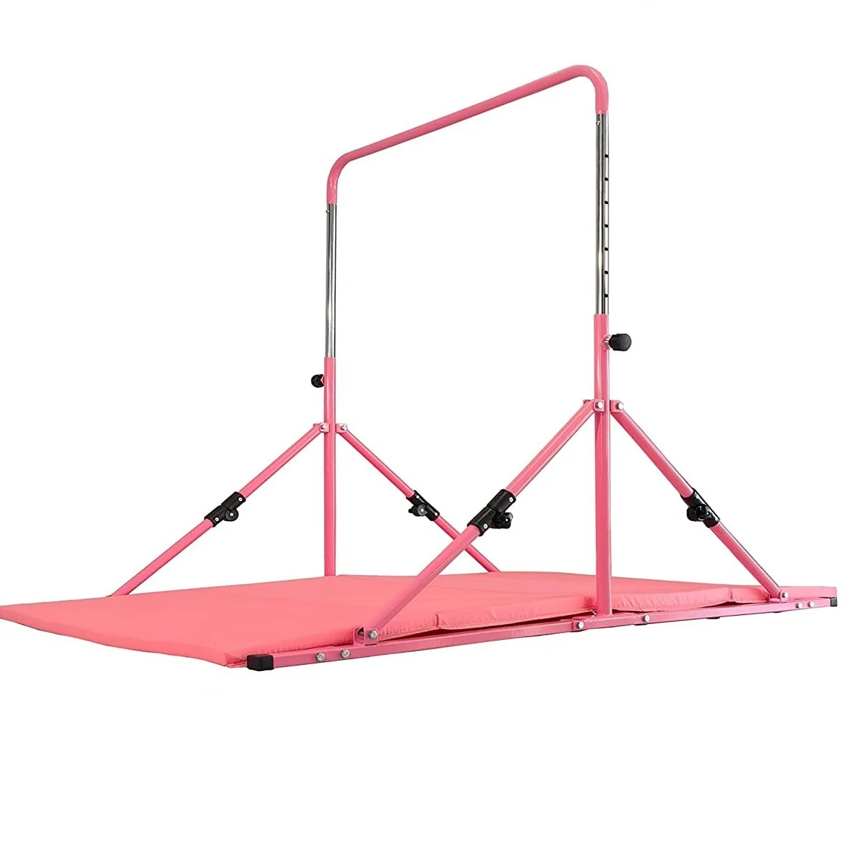Mini Folding Junior Pro Adjustable. 84cm to 125cm Horizontal Bars plus free tumble mat. Pink, Green or Blue - Image 18