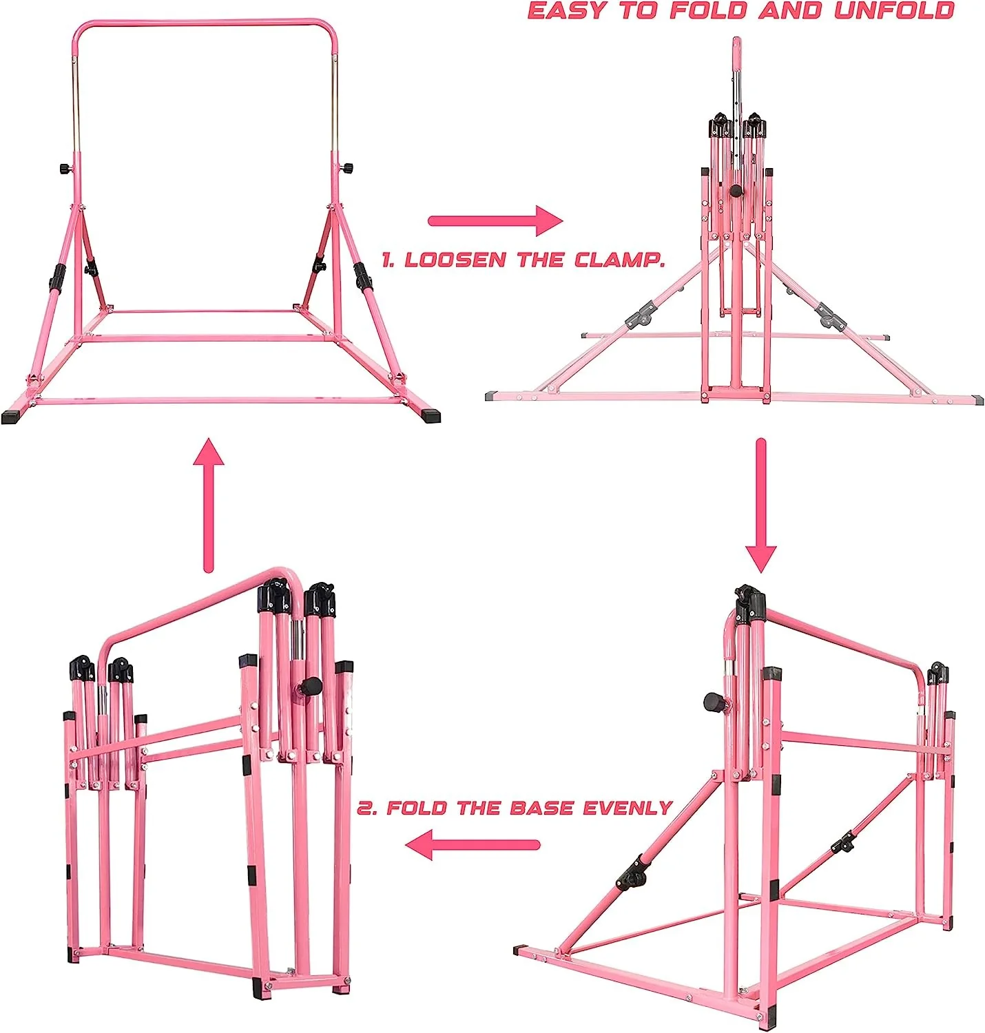 Mini Folding Junior Pro Adjustable. 84cm to 125cm Horizontal Bars plus free tumble mat. Pink, Green or Blue - Image 23