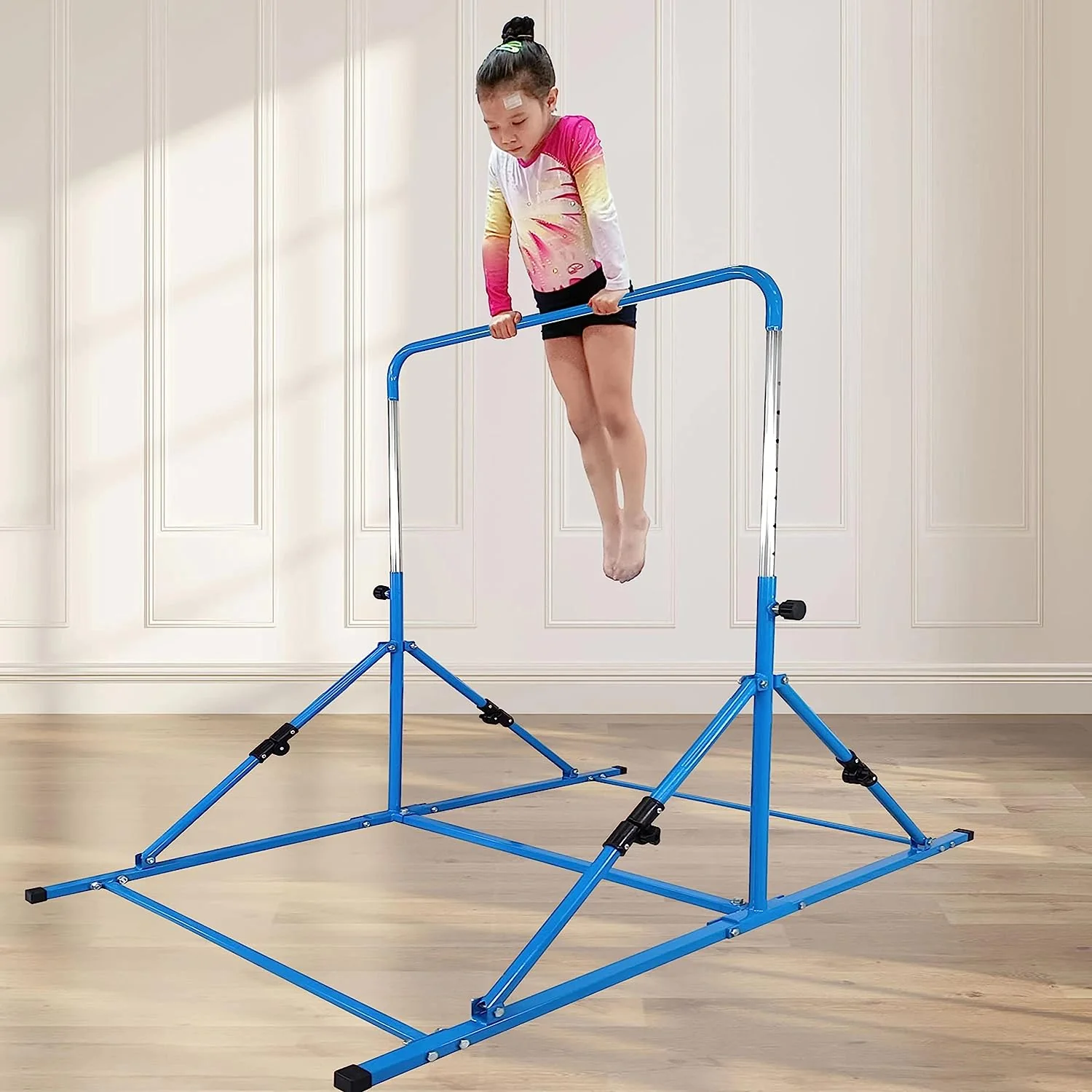 Mini Folding Junior Pro Adjustable. 84cm to 125cm Horizontal Bars plus free tumble mat. Pink, Green or Blue - Image 8