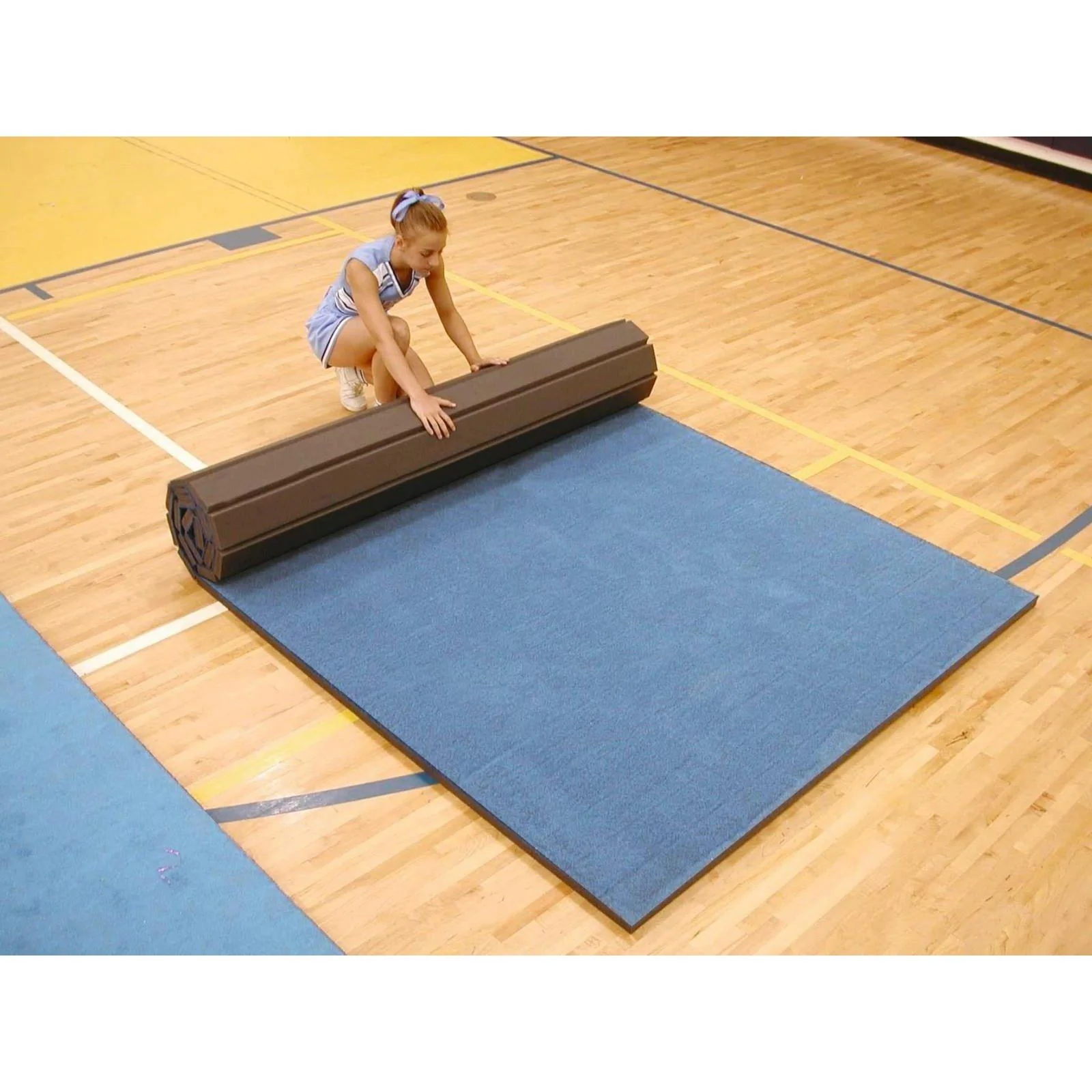 2 x 3 metre Cannons UK Rollaway Gymnastics Wrestling Martial Arts Mat Carpet Top Blue or Black - Image 5